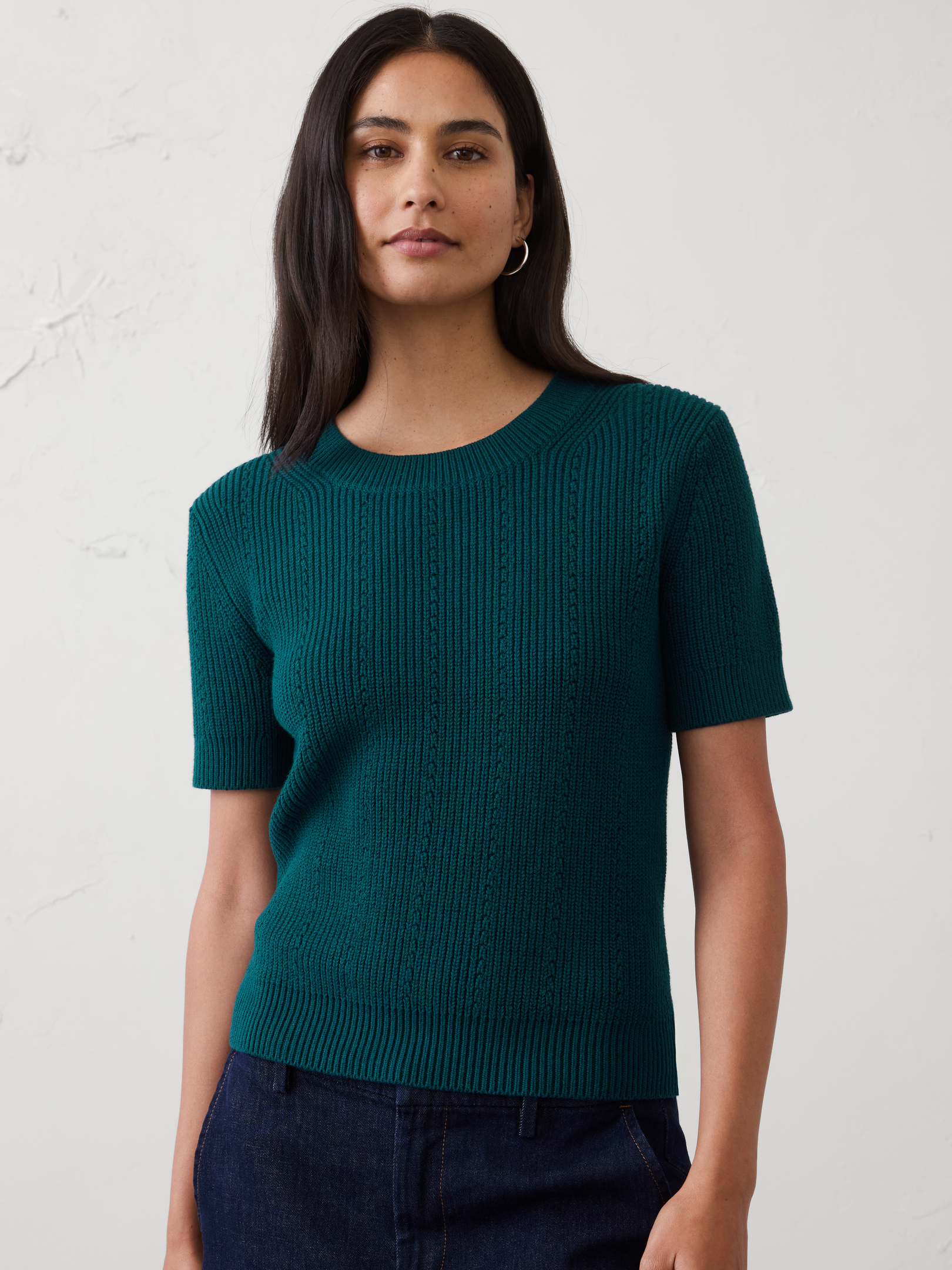 Image number 1 showing, Cotton Ribbed Textured Sweater