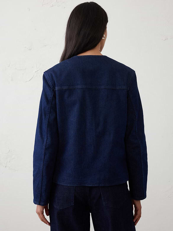 Denim Collarless Jacket