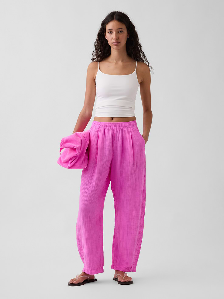 Image number 6 showing, Cotton Gauze Easy Barrel Pants