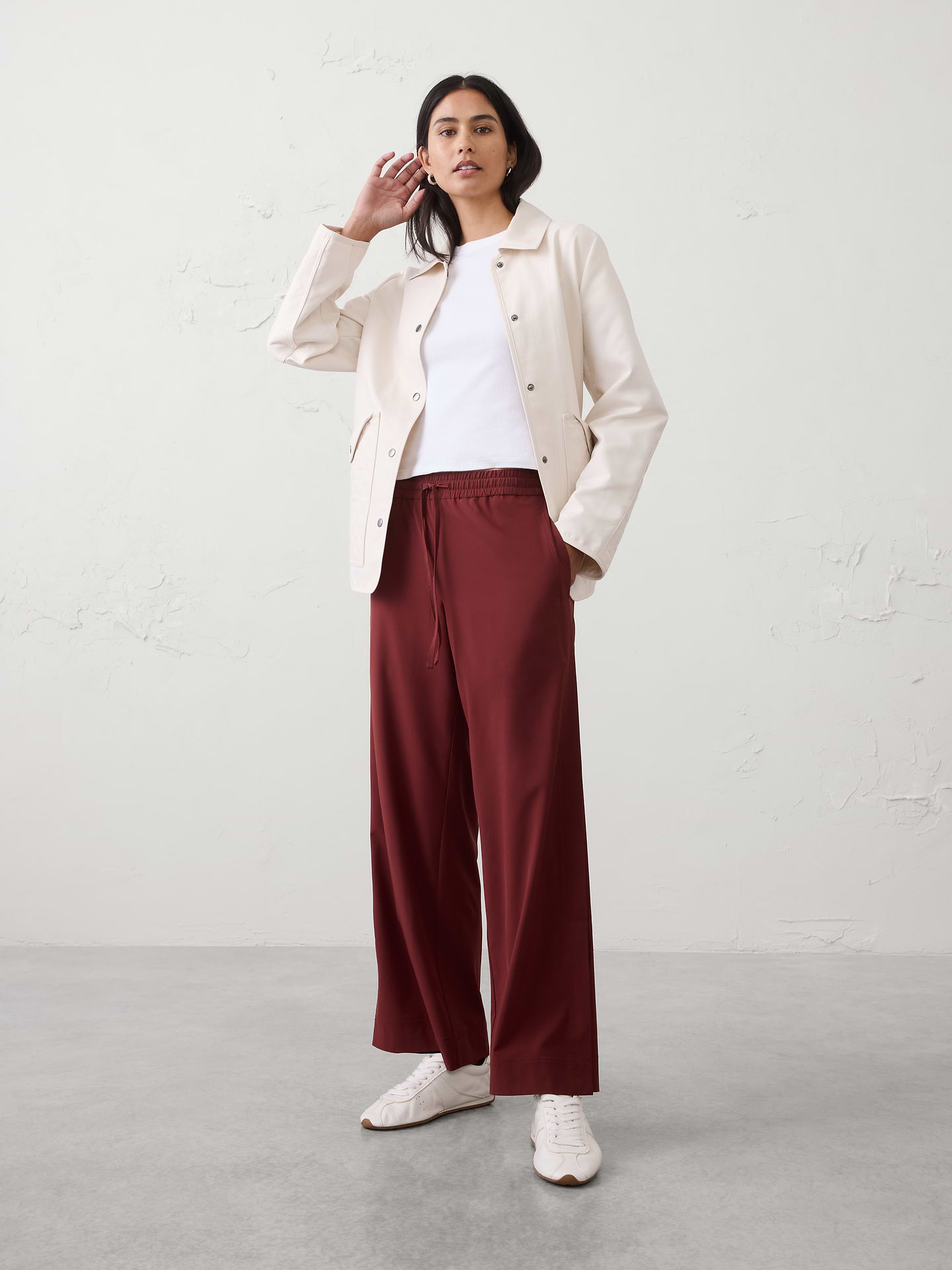 Image number 1 showing, Wide-Leg Mid-Rise Airstretch Pant