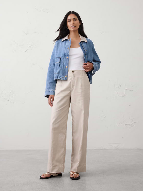 Straight High-Rise Twill Pant