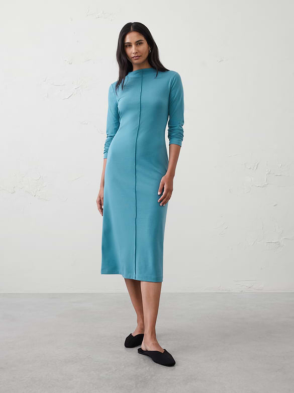 Cozy Ribbed Knit Midi Dress