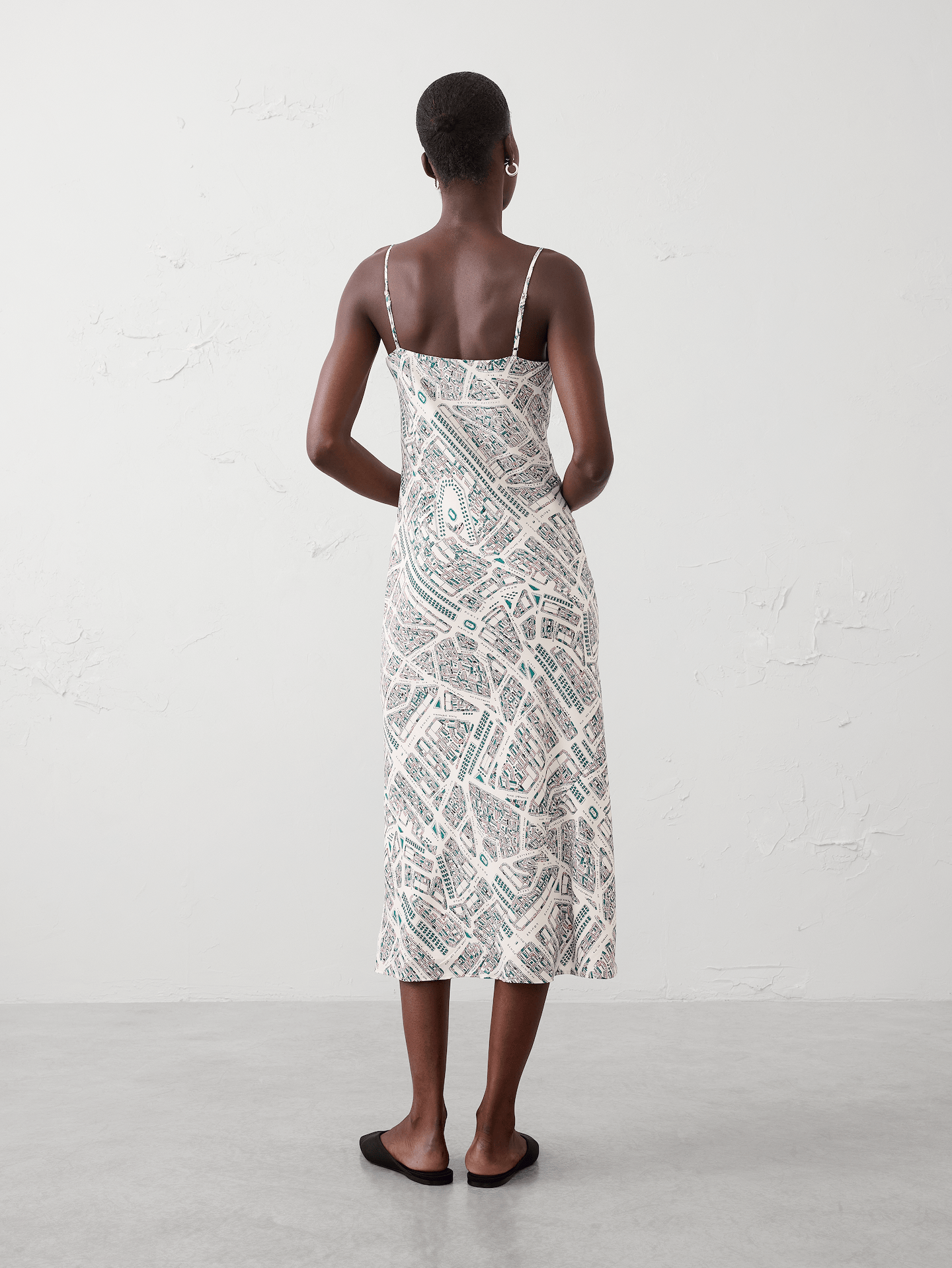 Image number 2 showing, Cowl-Neck Map Print Midi Dress