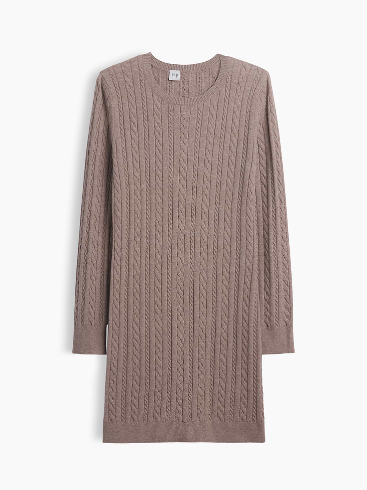 Image 4 of 4, CashSoft Cable-Knit Mini Dress