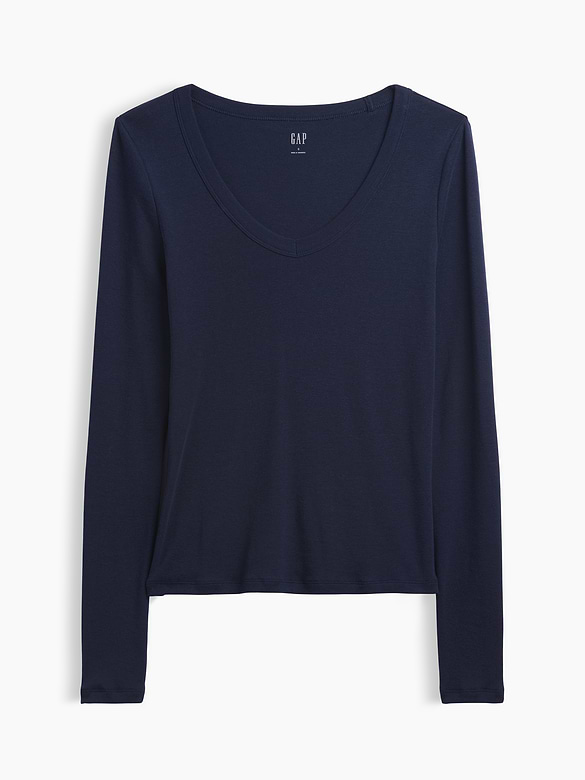Modern Ribbed V-Neck T-Shirt
