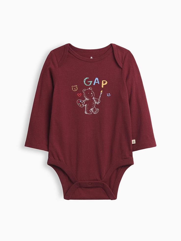 Image 1 of 3, Soft jersey knit., Lapped shoulders, long sleeves., Crewneck., Graphic at front., Snaps at inseam for easy dressing and diapering., This product was made in a factory that invests in gender equity and women’s empowerment through RISE. Learn more at, Product #1177222