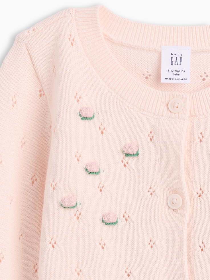 Image number 3 showing, Baby Embroidered Pointelle Sweater Set