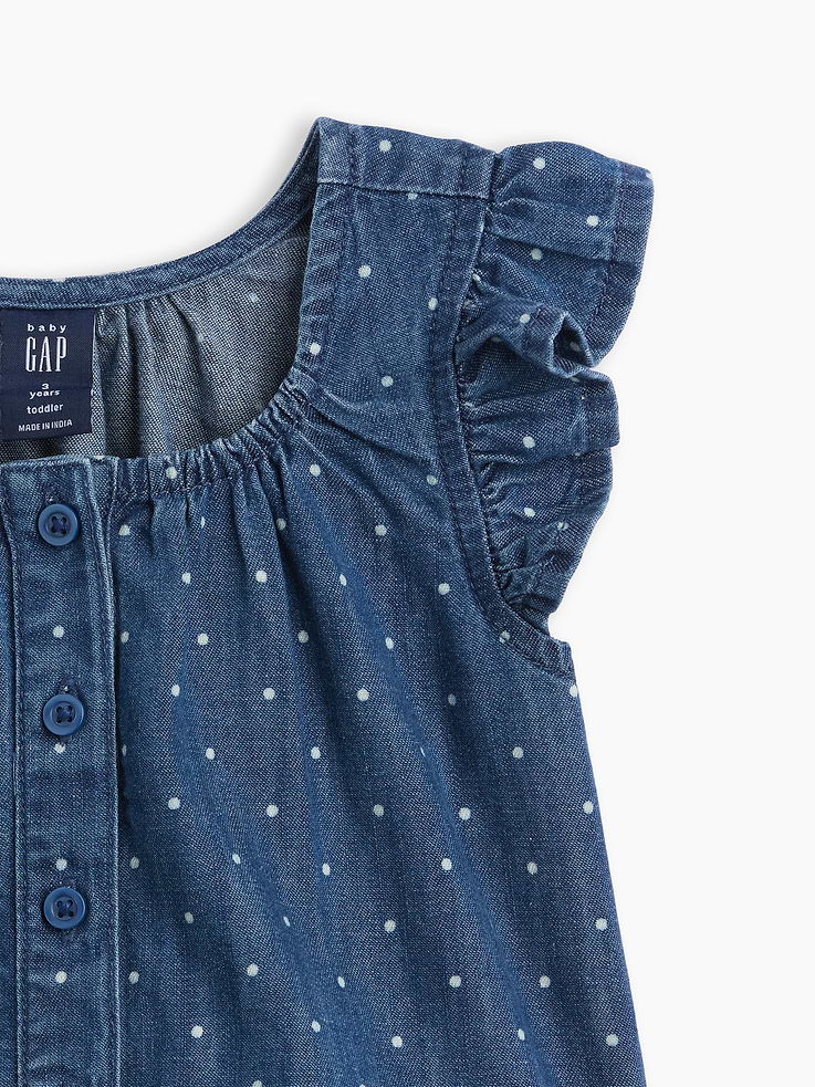 Image number 3 showing, Baby & Toddler Denim Dot Ruffle Outfit Set
