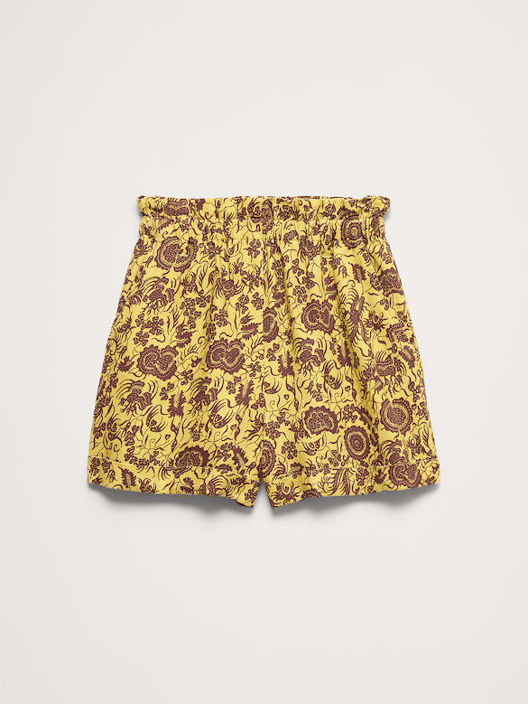 3.5" Paperbag-Waist Pull-On Linen Short