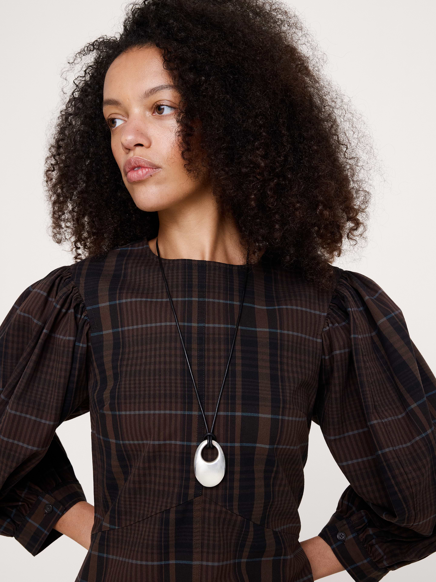 Image number 4 showing, Cotton Poplin Puff-Sleeve Midi Dress
