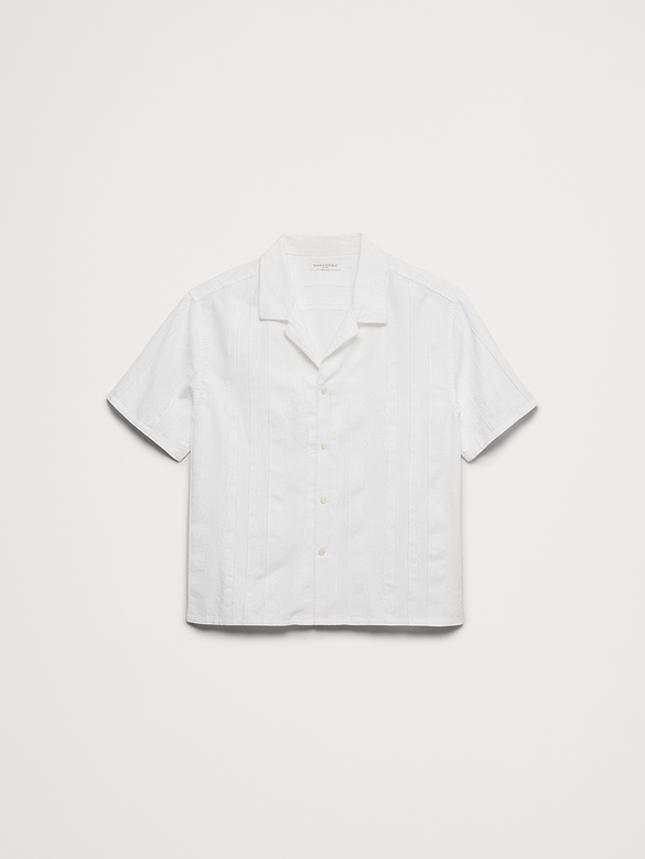 Relaxed-Fit Cotton-Linen Jacquard Resort Shirt