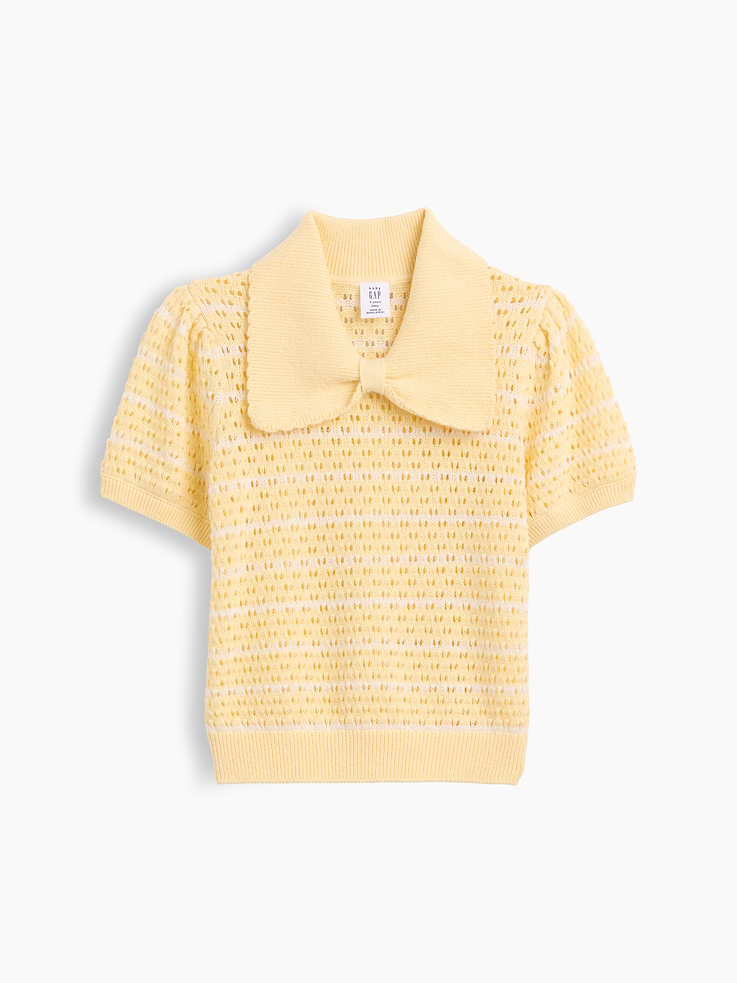 Image number 1 showing, Baby & Toddler Bow Collar Pointelle Sweater