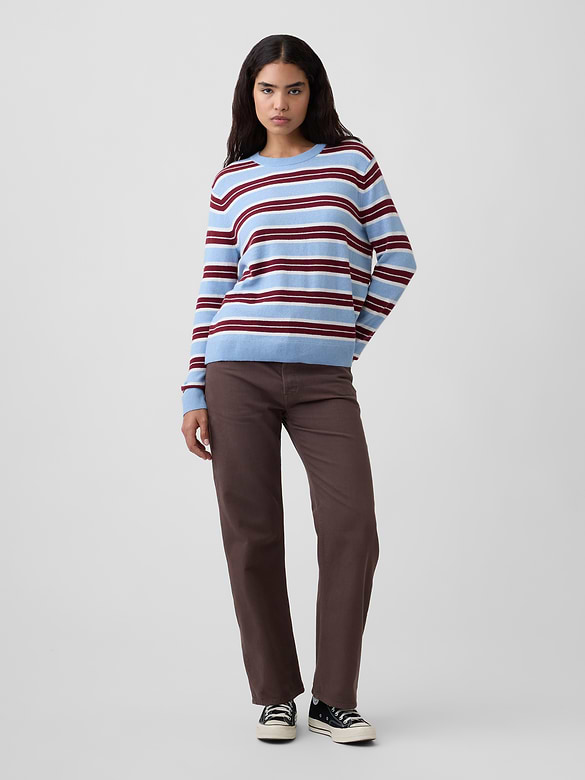 CashSoft Relaxed Stripe Crewneck Sweater