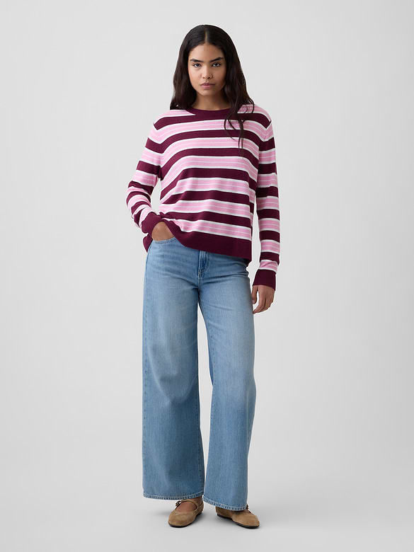 CashSoft Relaxed Stripe Crewneck Sweater