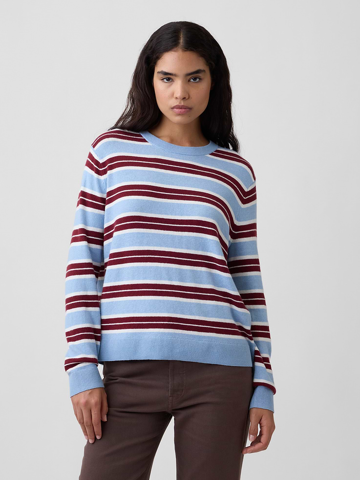 Image number 1 showing, CashSoft Relaxed Stripe Crewneck Sweater
