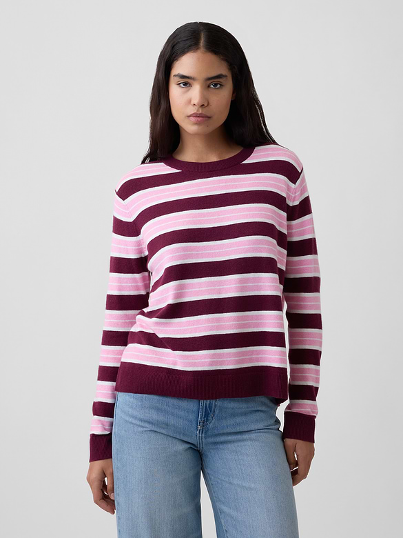CashSoft Relaxed Stripe Crewneck Sweater