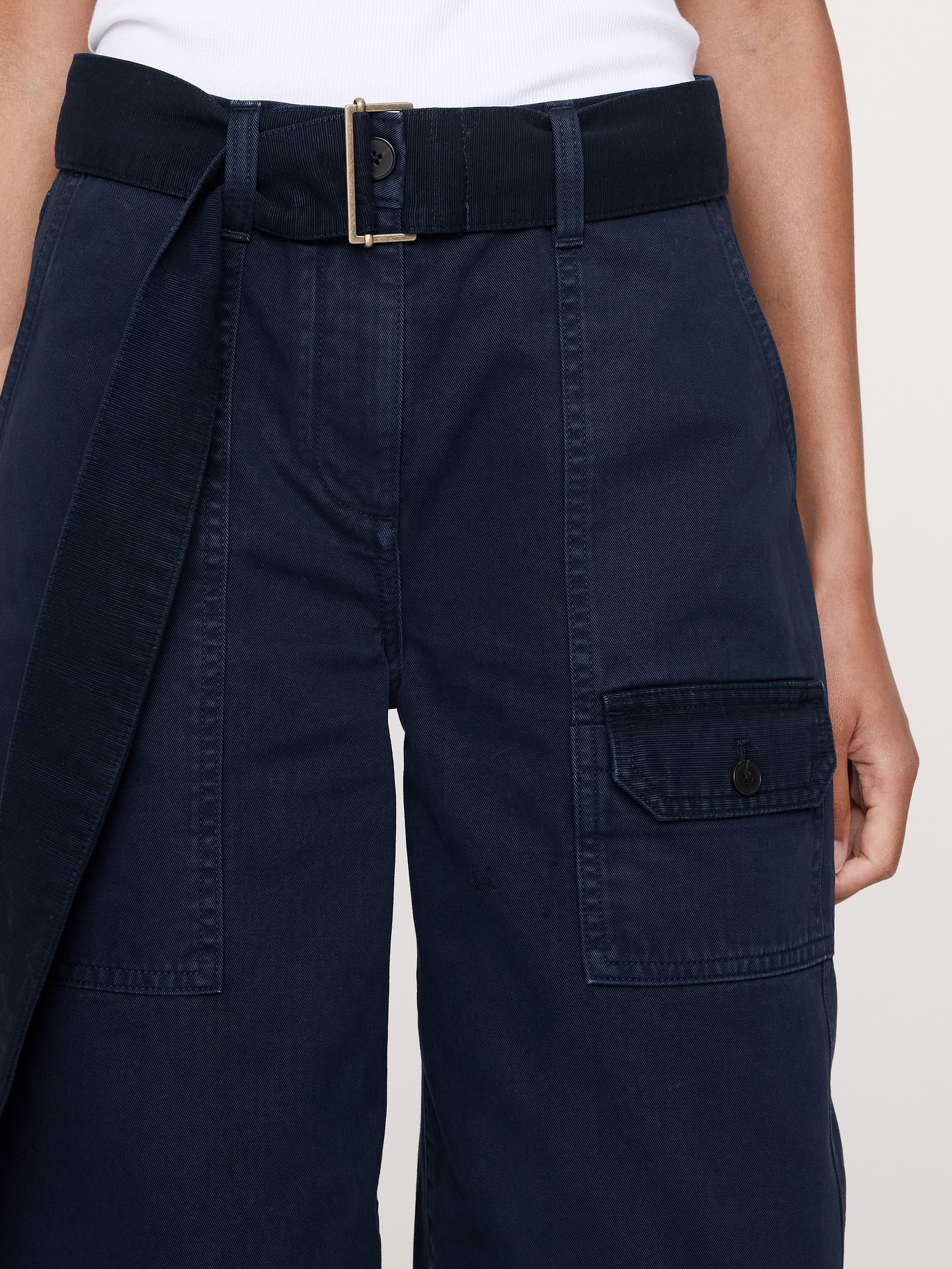 Image number 7 showing, High-Rise Wide-Leg Cotton Utility Pant