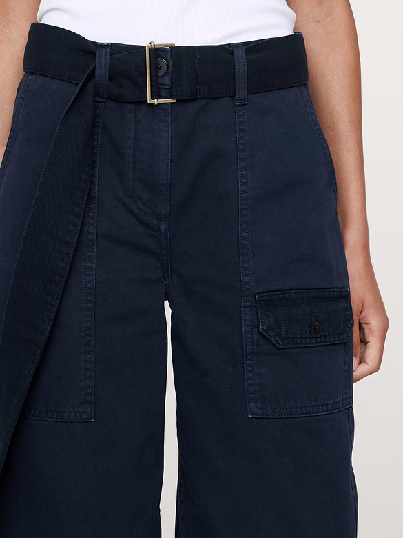 High-Rise Wide-Leg Cotton Utility Pant