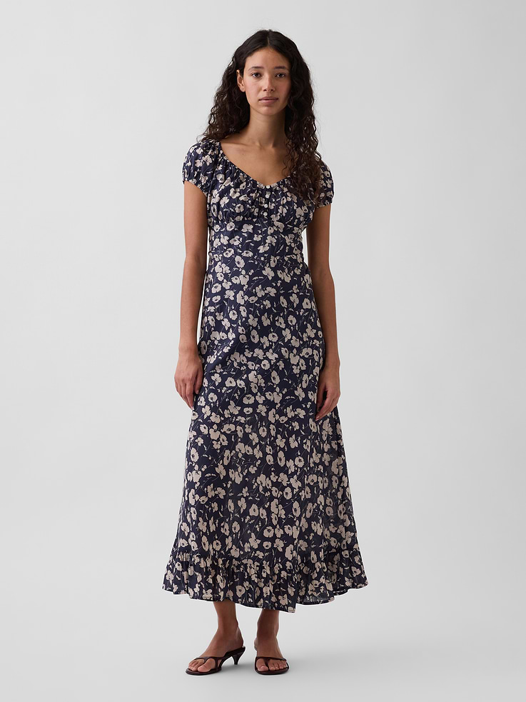 Image number 1 showing, V-Neck Ruffle Hem Maxi Dress