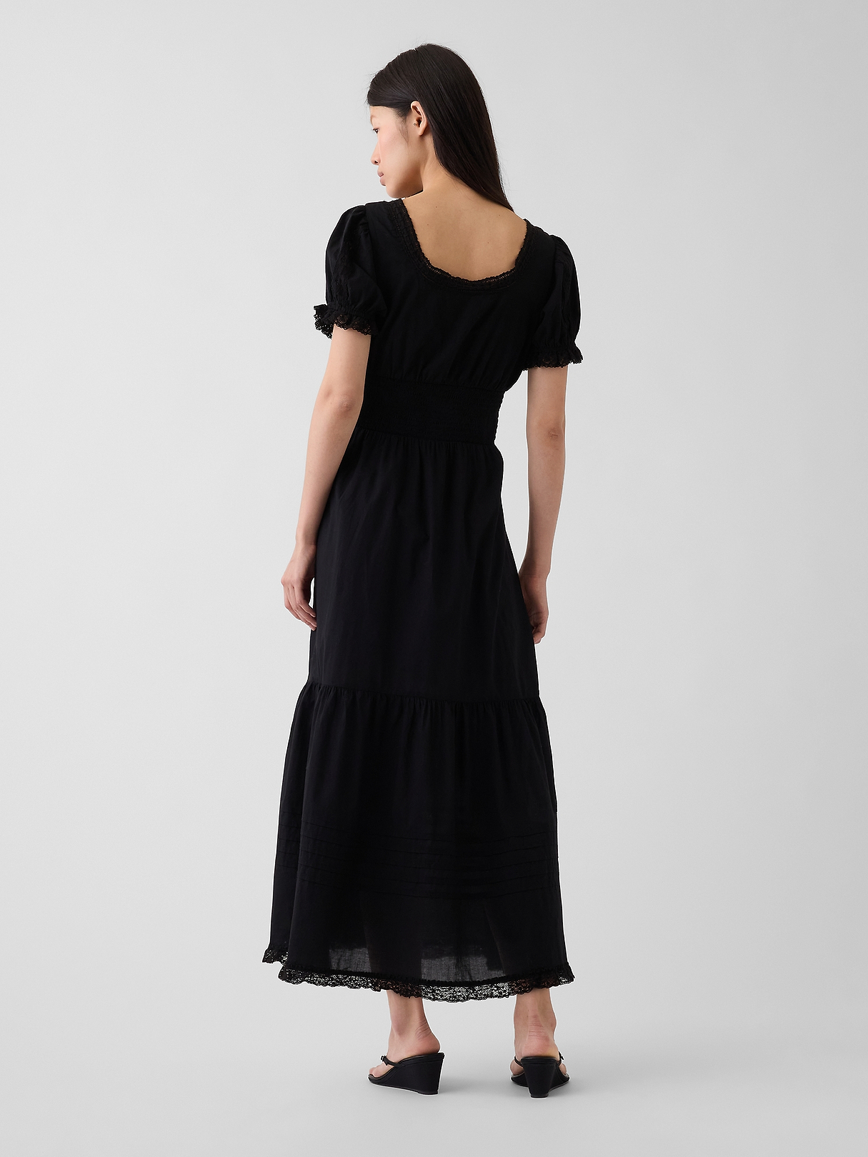ドルチェリーチェ Lace Trim Tiered Dress Scoop-Neck Lace-Trim Tiered Maxi Dress | Gap