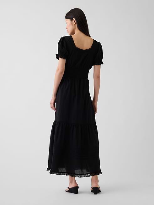 gap grey maxi dress Women's Scoop-Neck Lace-Trim Tiered by True Black Size XL cheap Lavender Prom Dresses