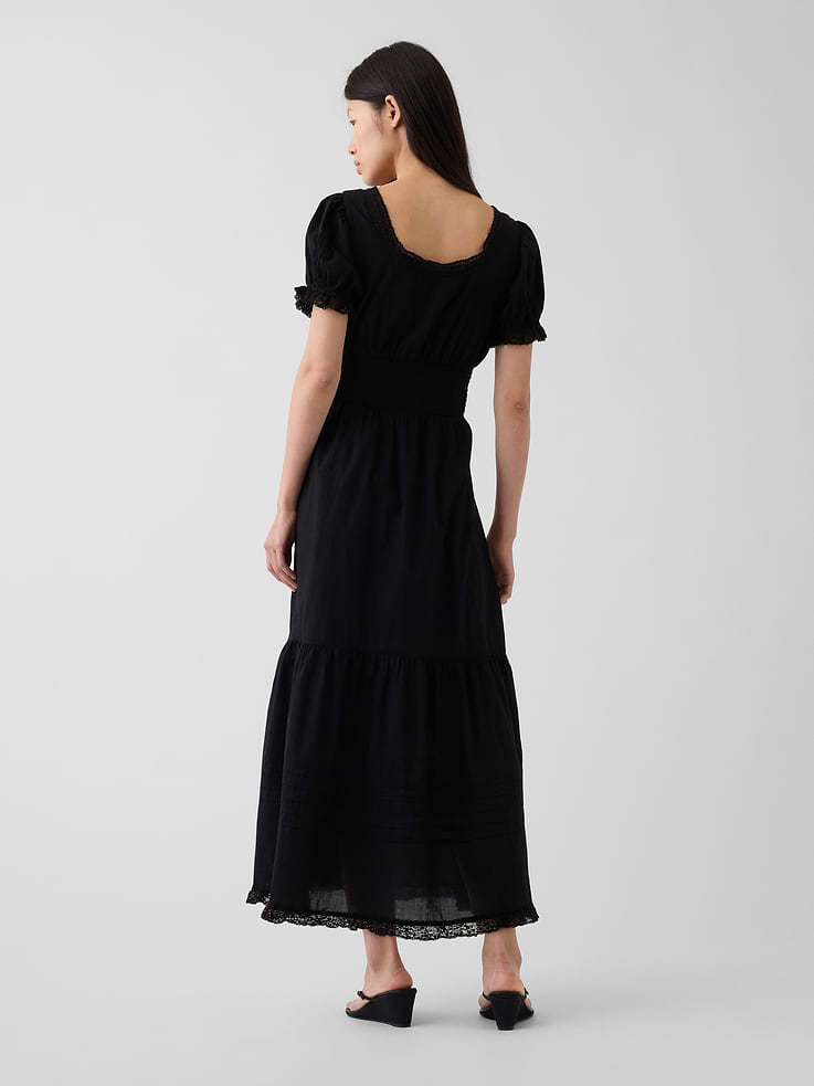 Image number 2 showing, Scoop-Neck Lace-Trim Tiered Maxi Dress