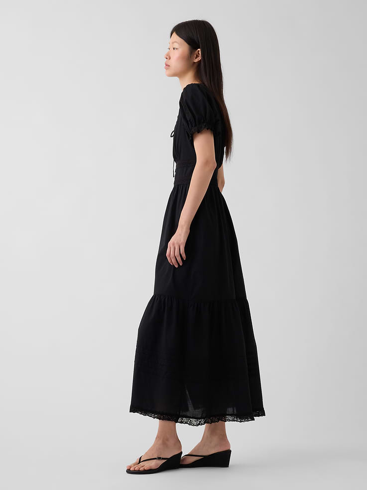Image number 3 showing, Scoop-Neck Lace-Trim Tiered Maxi Dress