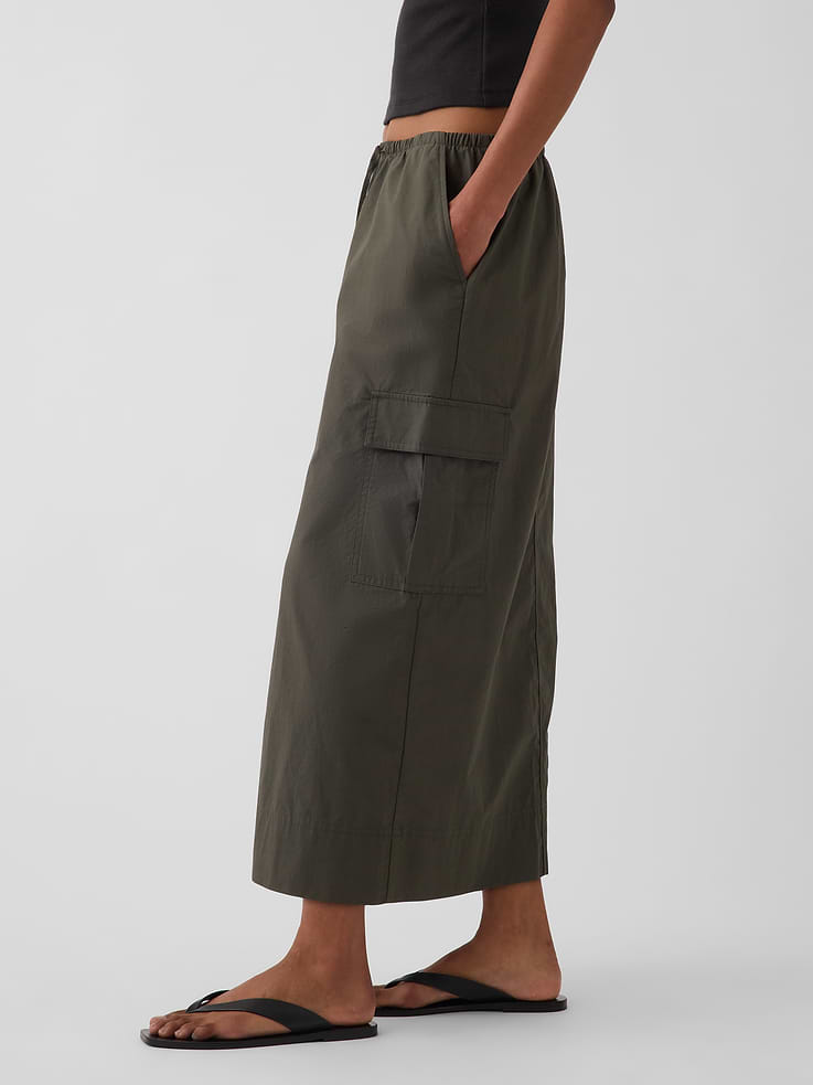 Image number 3 showing, Poplin Easy Cargo Maxi Skirt