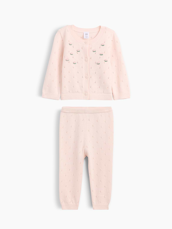 Baby Embroidered Pointelle Sweater Set