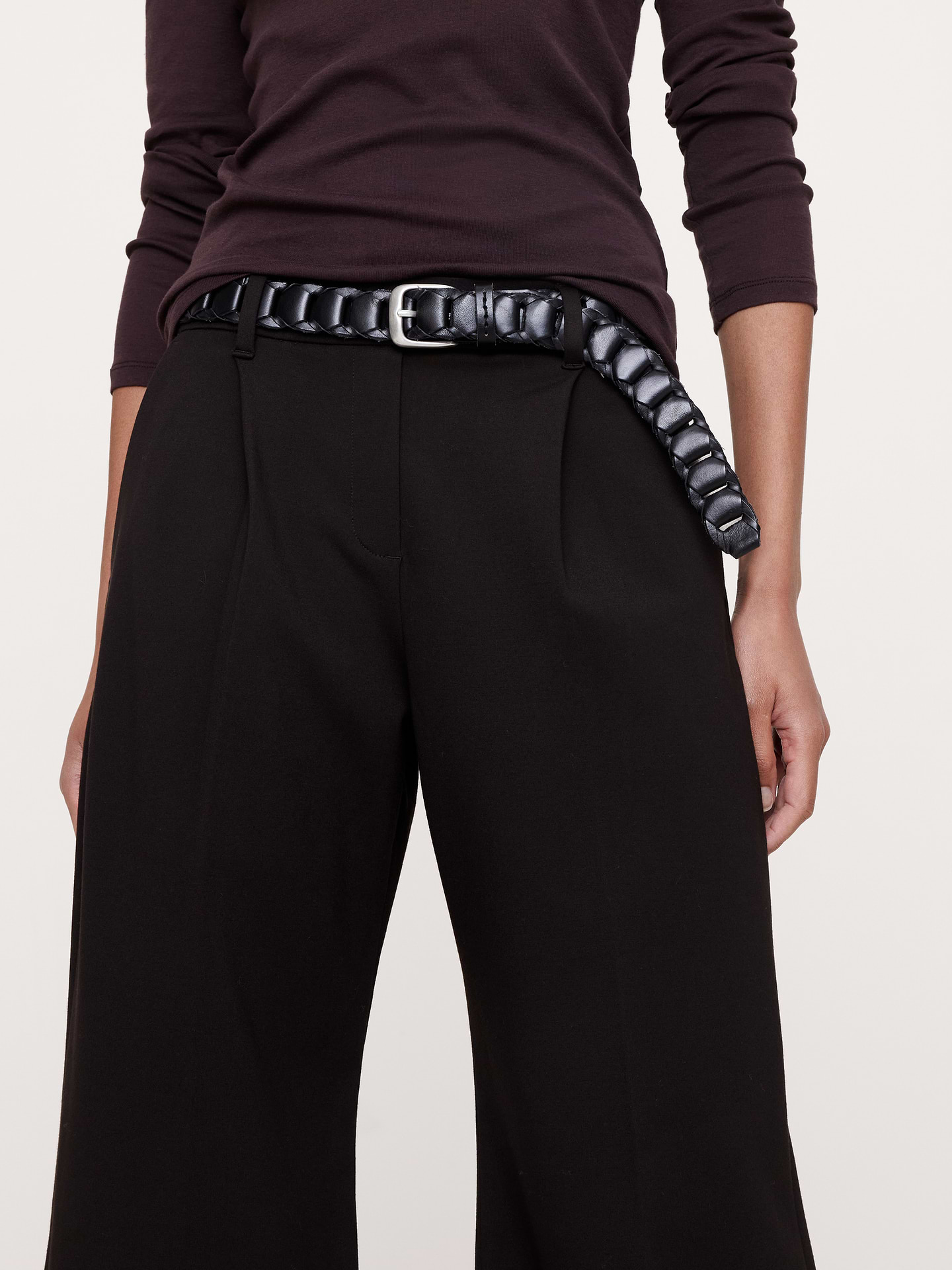 Image number 4 showing, High-Rise Wide-Leg Drapey Ponte Pull-On Pant