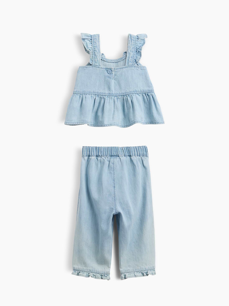 Image number 2 showing, Baby Denim Ruffle Outfit Set