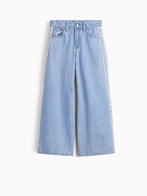 Kids Low Rise Lace-Trim Baggy Jeans