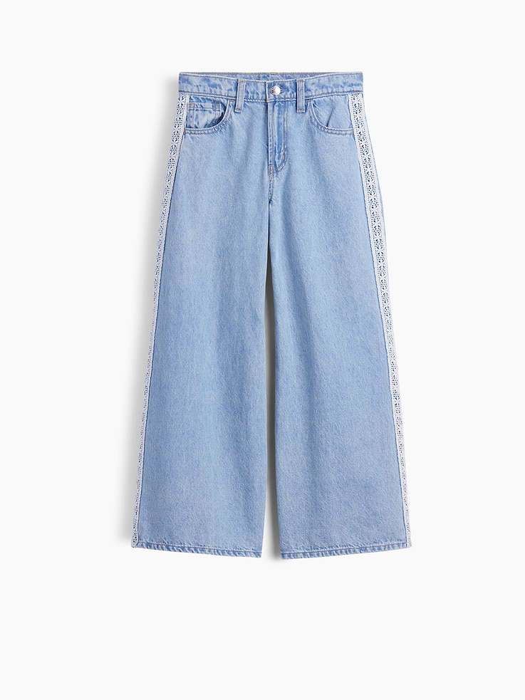 Image number 2 showing, Kids Low Rise Lace-Trim Baggy Jeans