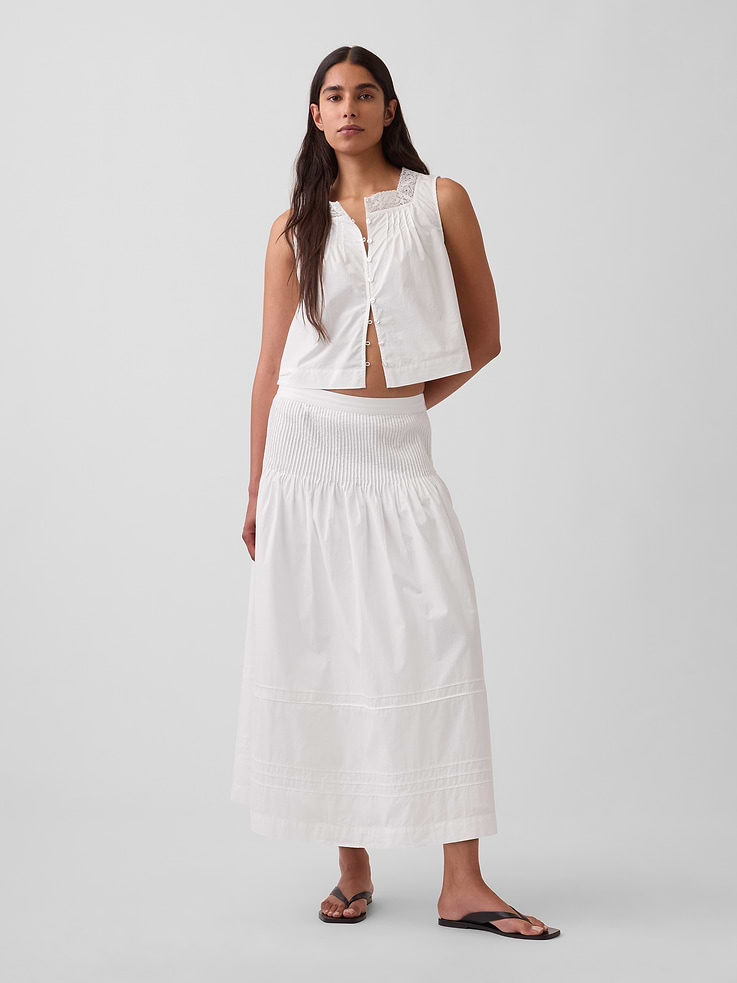 Image number 1 showing, Poplin Pintuck Maxi Skirt