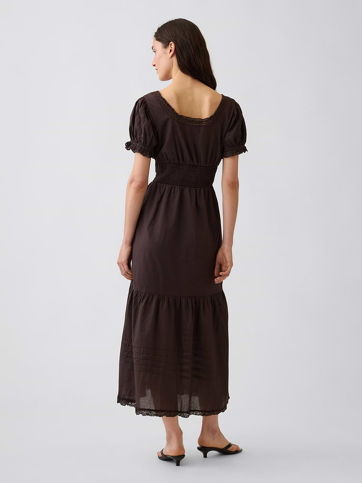 Image number 2 showing, Scoop-Neck Lace-Trim Tiered Maxi Dress