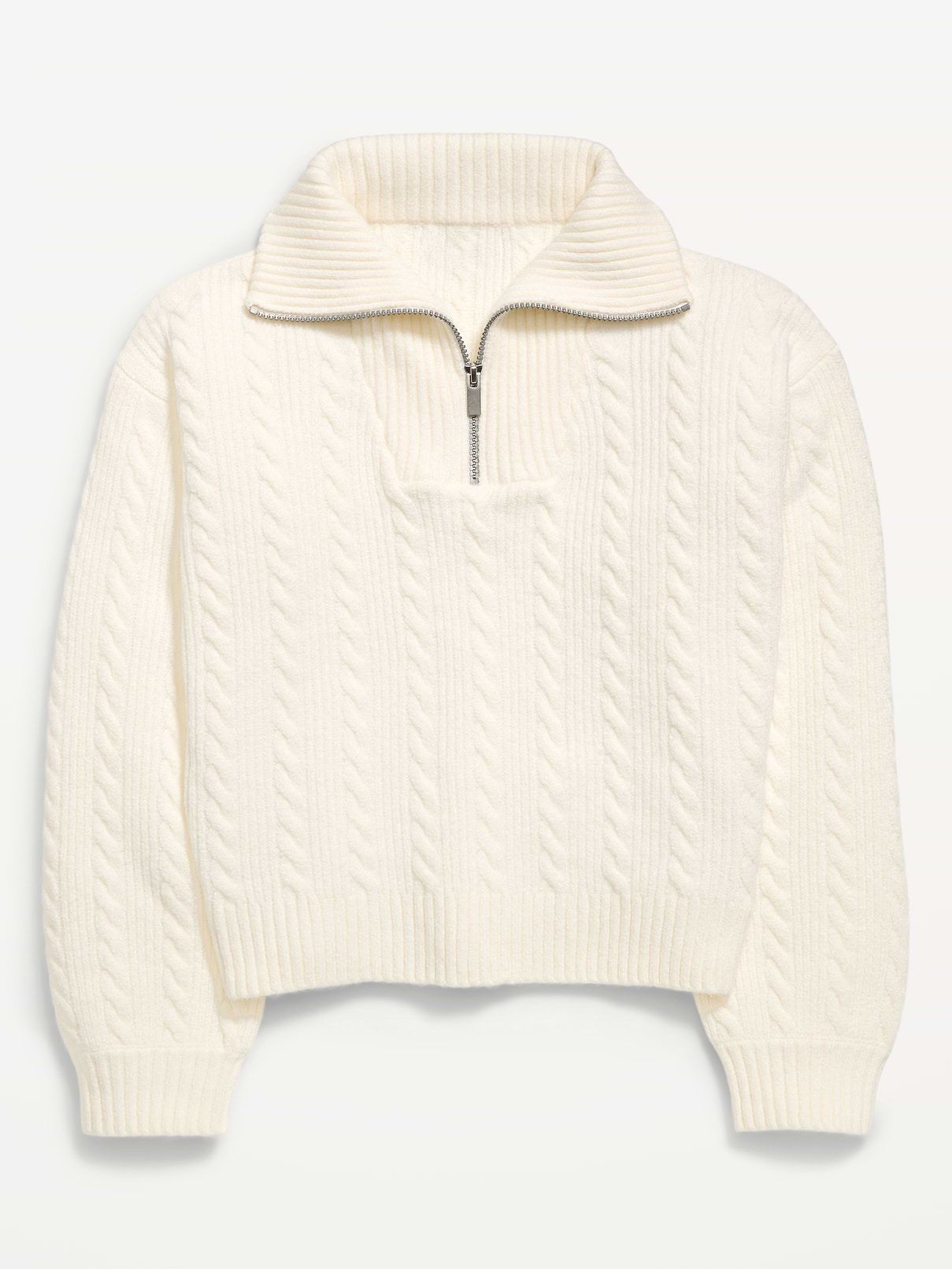 Image number 1 showing, SoSoft Cable-Knit Quarter-Zip Sweater for Girls