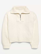 Image number 1 showing, SoSoft Cable-Knit Quarter-Zip Sweater for Girls