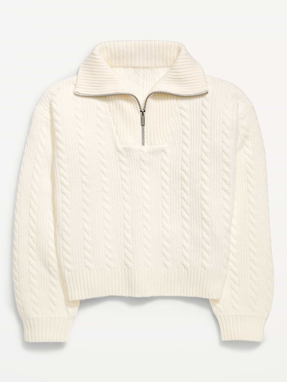 SoSoft Cable-Knit Quarter-Zip Sweater for Girls