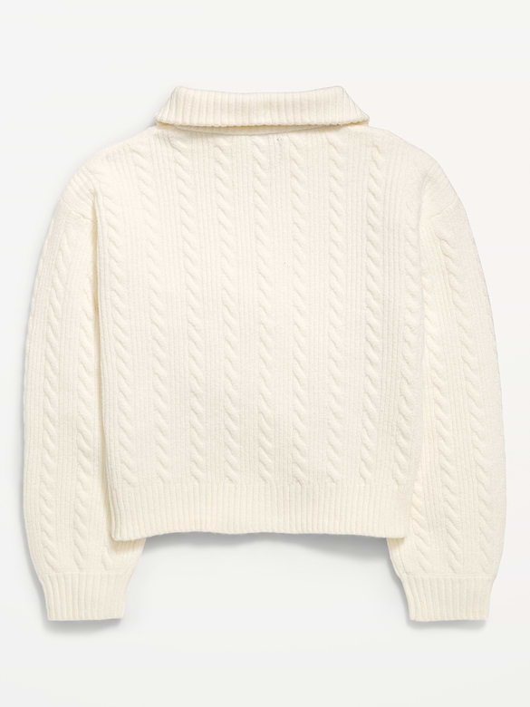 SoSoft Cable-Knit Quarter-Zip Sweater for Girls