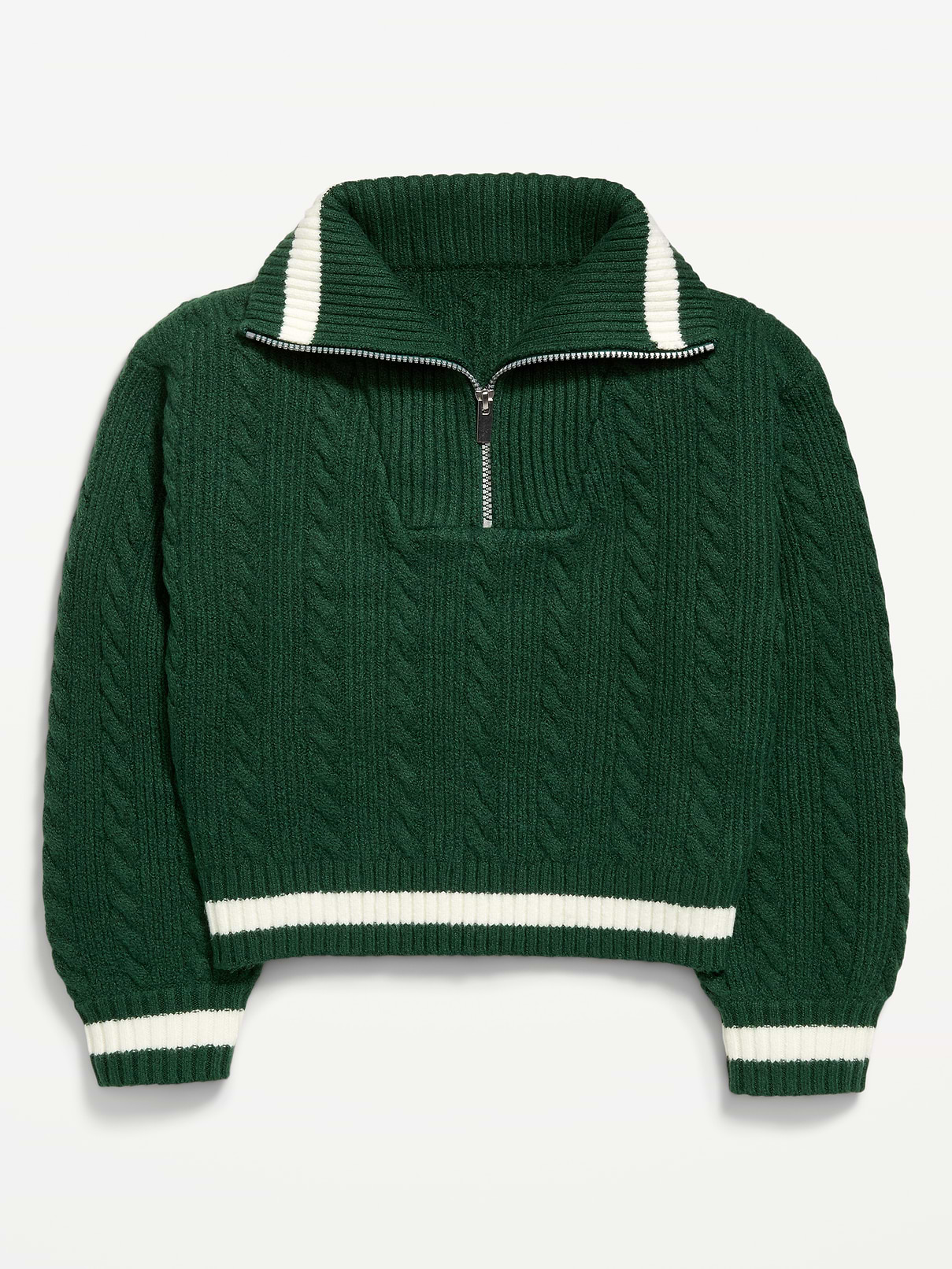 Image number 1 showing, SoSoft Cable-Knit Quarter-Zip Sweater for Girls