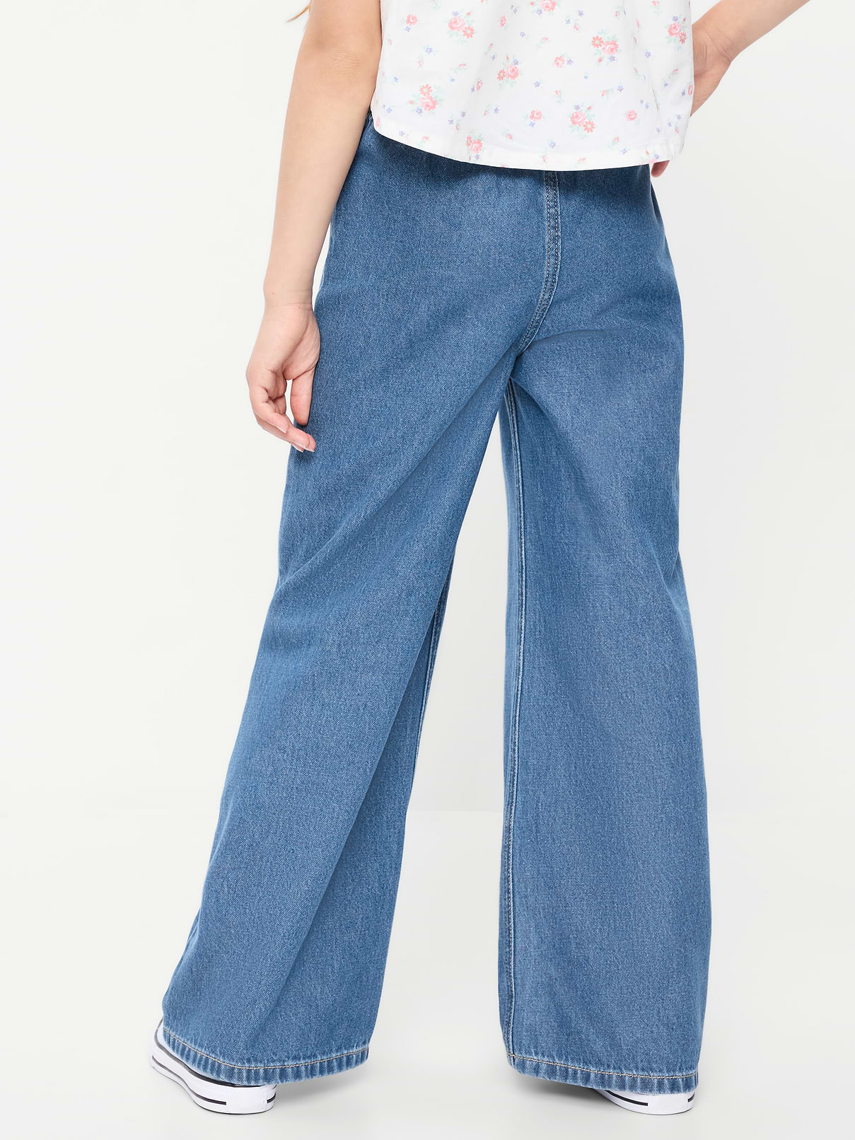 L'image numéro 2 présente Jean en denim coupe très généreuse à jambe large à taille extensible pour fille