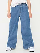L'image numéro 1 présente Jean en denim coupe très généreuse à jambe large à taille extensible pour fille