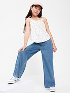 L'image numéro 3 présente Jean en denim coupe très généreuse à jambe large à taille extensible pour fille