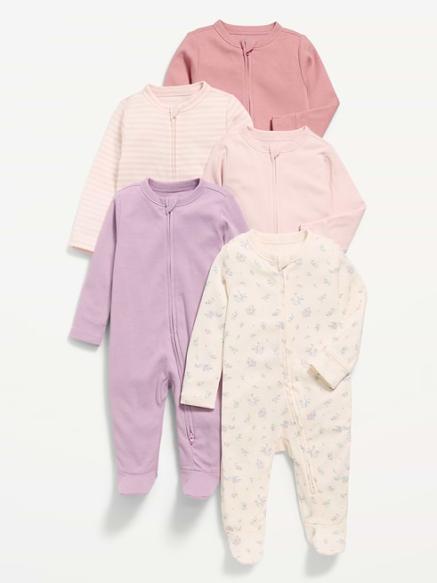 Generic 2-Way-Zip Sleep & Play Footed One-Piece 5-Pack for Baby on clearance at Old Navy — 45% off
