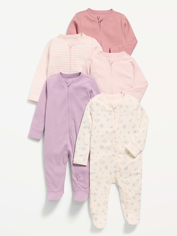 2-Way-Zip Sleep & Play Footed One-Piece 5-Pack for Baby