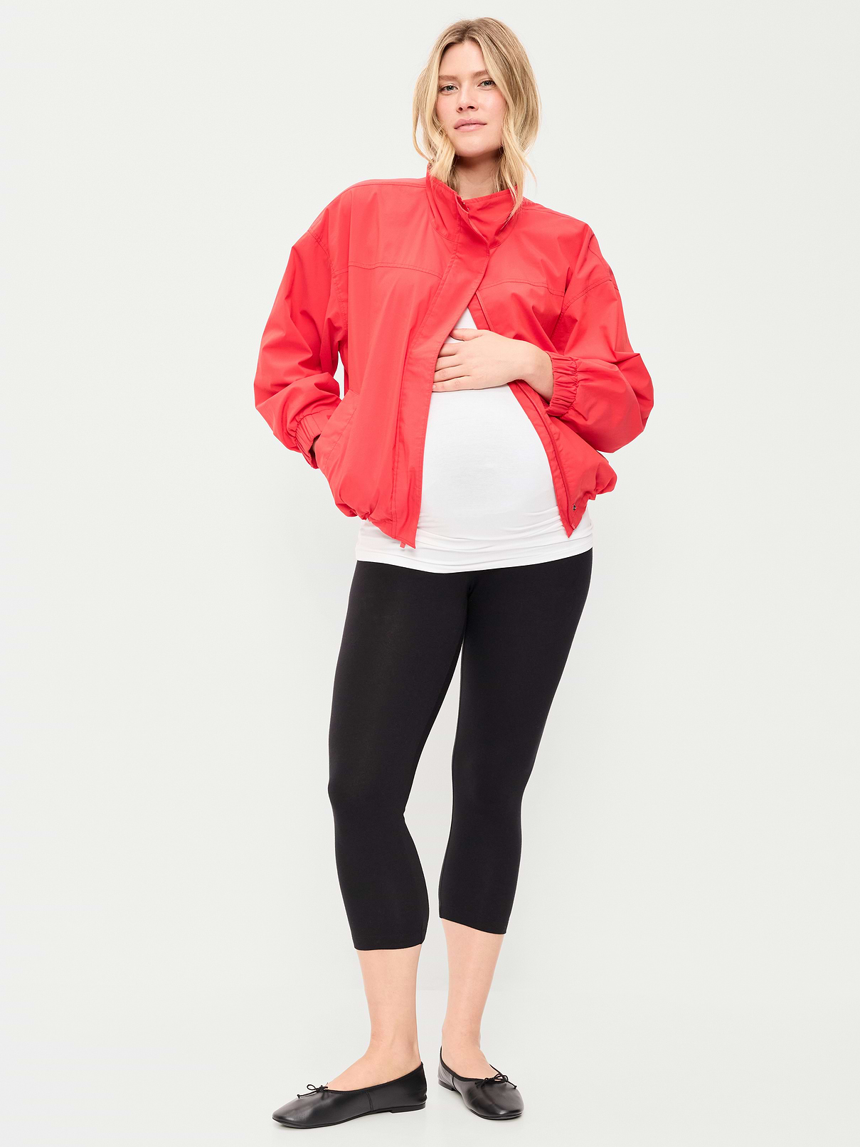 Image number 1 showing, Maternity Full-Panel Cropped Leggings