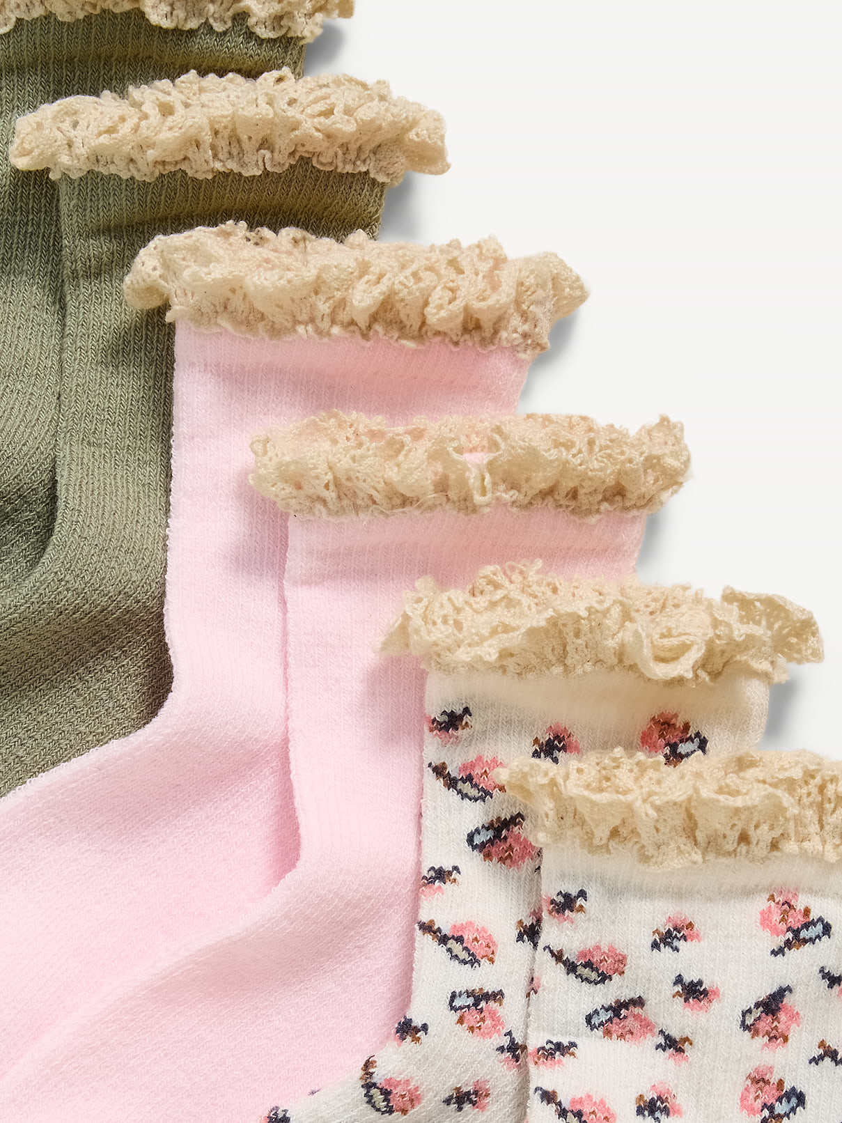 Image number 2 showing, Ruffle-Cuff Waffle Knit Crew Socks 3-Pack for Toddler & Baby