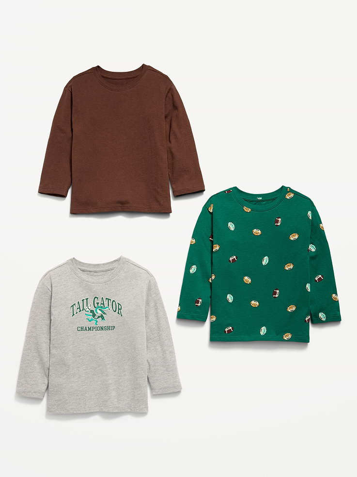 Image 2 of 3, Long-Sleeve T-Shirt 3-Pack for Toddler Boys