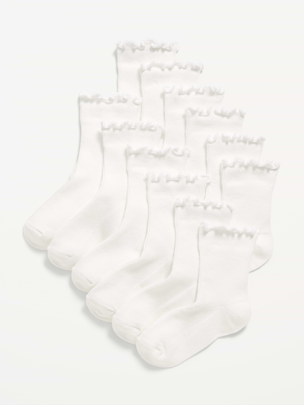 Ruffle-Cuff Crew Socks 6-Pack for Toddler & Baby