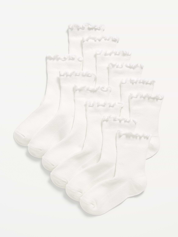 Ruffle-Cuff Crew Socks 6-Pack for Toddler & Baby